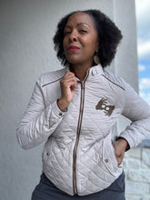 Load image into Gallery viewer, Suede Piping Quilted Padding Jacket with Embroidered Interpreter Symbol