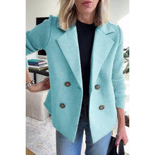 Load image into Gallery viewer, Knit Sleeve Double Breasted Blazer Jacket
