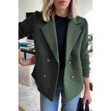 Load image into Gallery viewer, Knit Sleeve Double Breasted Blazer Jacket
