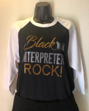 Load image into Gallery viewer, Black Interpreters Rock Bling (Baseball T-Shirt)

