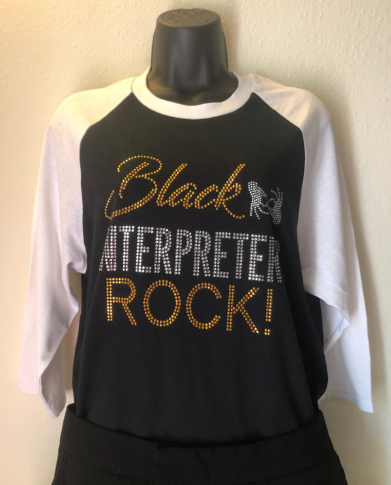 Black Interpreters Rock Bling (Baseball T-Shirt)
